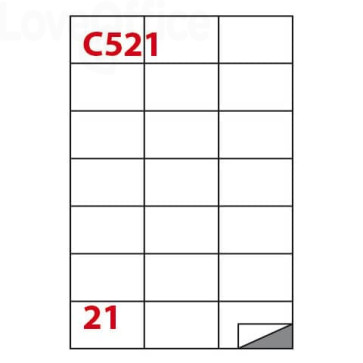 385 Etichette bianche permanenti Copiatabu C521 laser/inkjet - 21  et./foglio - Markin 70x42,43 mm (conf.100 fogli) 10.24 - Spedizione e  Imballaggio - LoveOffice®