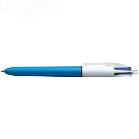 469 Penna a sfera 4 Colori Bic Colours™ grip - Penna a scatto 4 colori -  fusto bianco/azzurro - 1 mm - 801867 2.37 - Cancelleria e Penne -  LoveOffice®