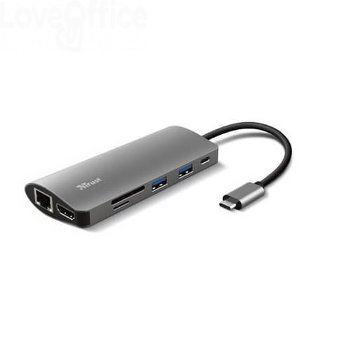 659 Adattatore USB C Trust DALYX 7 7-in-1 HDMI - 2xUSB-A -USB-C - Ethernet  - Micro SD - SD card - alluminio 88.16 - Tecnologia e Informatica -  LoveOffice®