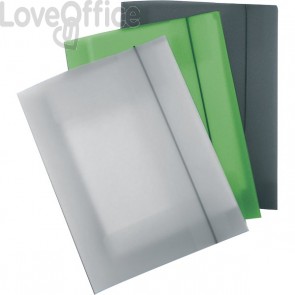 Leonardi - Cartelline con elastico in plastica - 3 lembi - Polipropilene - Verde Trasparente (conf.10)