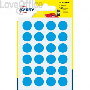 Etichette rotonde in bustina Avery - Blu - ø15 mm - 7 fogli - scrivibili a mano (168 etichette)