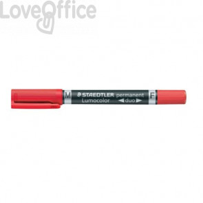 Pennarello doppia punta indelebile Rosso Staedtler Lumocolor® permanent duo - 0,6-1,5 mm