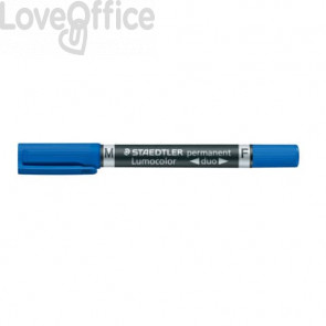 Pennarello doppia punta indelebile Blu Staedtler Lumocolor® permanent duo - 0,6-1,5 mm