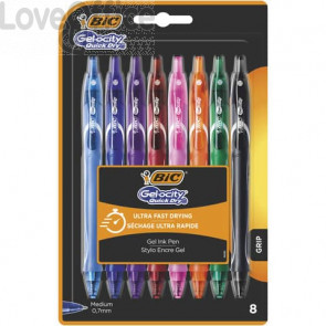 Penne gel a scatto BIC Gel-ocity Quick Dry 0,7 mm Assortito (conf.8)