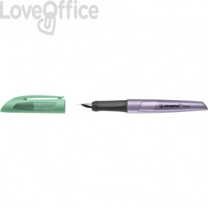 Penna stilografica Stabilo Flow Cosmetic - 0,5 mm - inchiostro Blu - fusto salvia/lavanda