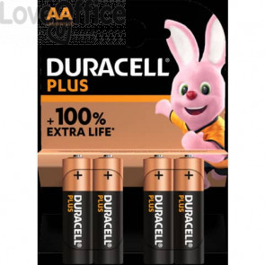 Batterie alcaline Duracell Plus100 Stilo AA - MN1500 mAh - DU0101 (conf.4)