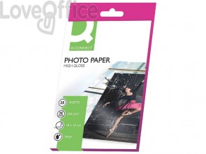 Carta fotografica Ink-jet Q-Connect 10x15cm Bianco 260 g/m² lucida - KF01906 (conf.25 fogli)