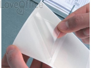 Tasche porta etichette adesive - polipropilene trasparente trasparente  autoadesivo e cartoncino bianco - 15x6,2 cm