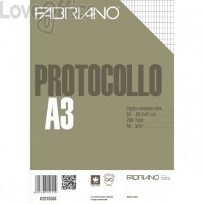 Fogli protocollo a quadretti Fabriano - commerciale - 66 g/m² - A4 chiuso - A3 aperto (conf.200)