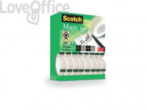 Nastri adesivi Scotch® Magic™ - 19 mm x 33 m - Trasparente opaco (conf.24 rotoli)