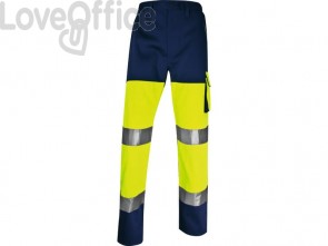 Pantaloni da lavoro Delta Plus ad alta visibilità catarifrangenti - classe 2 - 5 tasche - Argento Giallo fluo- Blu - L
