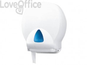 Distributore maxi di carta igienica jumbo QTS in ABS con capacità massima ø30 cm Bianco con vetrino Blu - IN-TO1/WS