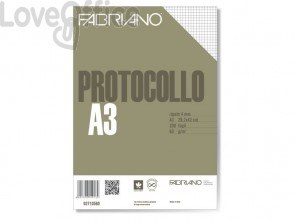 Fogli protocollo a quadretti Fabriano - 5 mm - 60 g/m² - A4 chiuso - A3 aperto (conf.200 fogli)