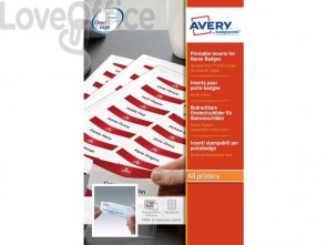 Inserti stampabili per badge Avery 37x75 mm Bianchi - 7537 (10 fogli)