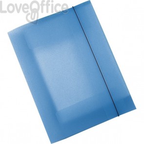 Leonardi - Cartelline con elastico in plastica - 3 lembi - Polipropilene - Blu Trasparente (conf.10)