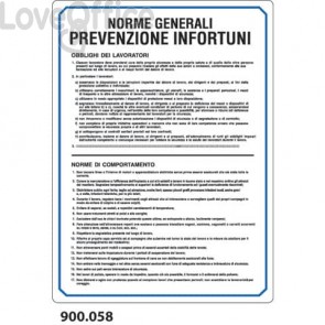 Cartello informativo "Norme generali prevenzione infortuni" 33x47 cm - 900.058