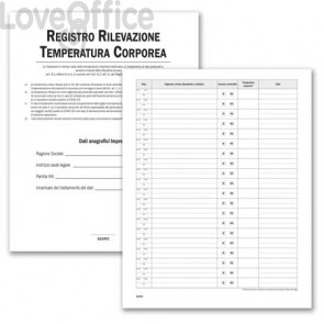 Registro operazioni per la rilevazione della temperatura corporea data ufficio 24 pagine 31x24,5 cm