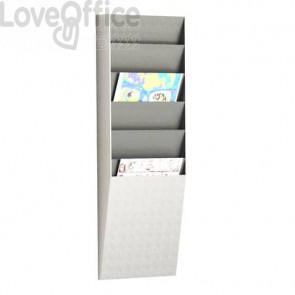 Portadocumenti e riviste a muro Paperflow 6 scomparti A4 23,6x8,3x71,2 cm Grigio chiaro