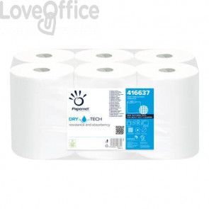 Asciugamano Autocut Papernet Dry Tech 1 velo - bobina 165 metri - Bianco - 416637 (conf.6 bobine)