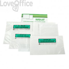 Buste adesive per spedizioni in carta ecologica Methodo DL Trasparenti - Formato DL 22,8x12,0 cm con scritta doc enclosed - X101012 (conf.250)