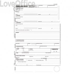 Formulario di identificazione rifiuti trasportati 4 copie autoricalcanti data ufficio - 12x24 cm (conf.250 fogli)