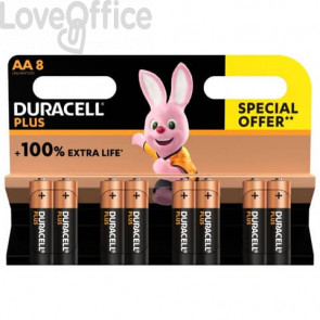 Batterie alcaline Duracell Plus100 Stilo AA - MN1500 mAh - DU0111 (conf.8)