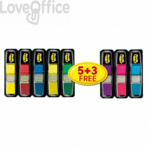Segnapagina Post-it® Index Mini 683 con dispenser - Value pack 5+3 Assortito - 683-5+3