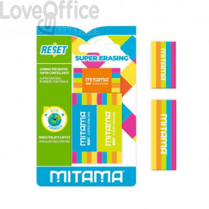 Gomma per matita alta qualità Mitama Eco-Material Arcobaleno - colori assortiti (blister 2+1 pezzi)