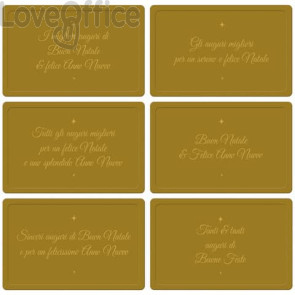 Biglietti Natalizi in vassoio - 9x14 cm dediche Bianco su fondo oro - Biembi (conf.6)