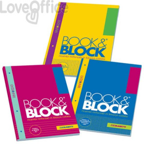 Blocco 40 fogli A4 collato lato lungo - forati e rinforzati - 80 g/m² Blasetti Blocco Book & Block quadretto 5M