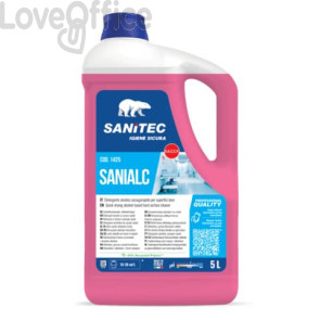 Detergente alcolico solventato asciugarapido Sanitec Sanialc con floralcool e antibatterico - 5 L/5 kg