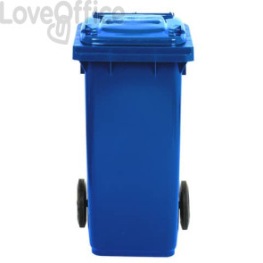 Bidone carrellato per raccolta differenziata 120 litri con coperchio PEHD Mobil Plastic Blu - 1/120/5-BLB