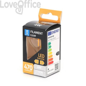 Lampadina a filamento LED luce calda 4W G45 - E14 - 470 lumen Aigostar ø45xh.78 mm - B10106AM6