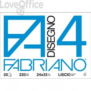 Album disegno Fabriano F4 - Liscio - 24x33 cm - 220 g/m² - 20 fogli