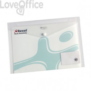 Rexel buste A4 Trasparenti con bottone e portabiglietto visita - Ice (conf.5)