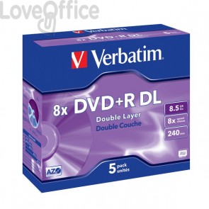 DVD Verbatim - DVD+R - 8,5 Gb - 8x - DL - Jewel case (conf.5)