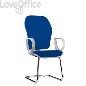 sedia ufficio blu con gambe a slitta in fili di luce