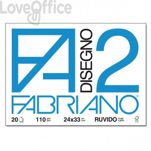 Album da disegno Fabriano F2 - Ruvido - 24x33 cm - a punti metallici - 110 g/m² - 20 fogli
