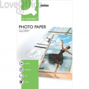 Carta fotografica Ink-jet Q-Connect A4 Bianco 180 g/m² lucida - 180 g/m² (conf.20)