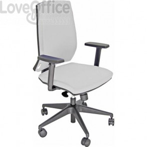 Sedia ufficio girevole Unisit Giulia con base in alluminio - Braccioli inclusi - Rivestimento pelle Bianca