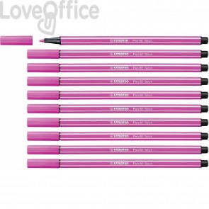 Stabilo pen 68 Fluo - pennarelli Rosa fluorescenti - 1 mm - dai 7 anni (conf.10)