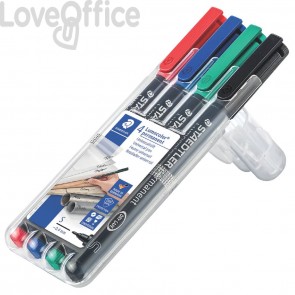 Penne a punta sintetica Staedtler Lumocolor permanent pen 313 - S - 0,4 mm - Astuccio da 4 pezzi colori assortiti