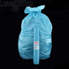 Sacchi per immondizia Cagliplast - 50x60 cm - 30 litri - 16 µm - Azzurro - 10242 (conf.15)