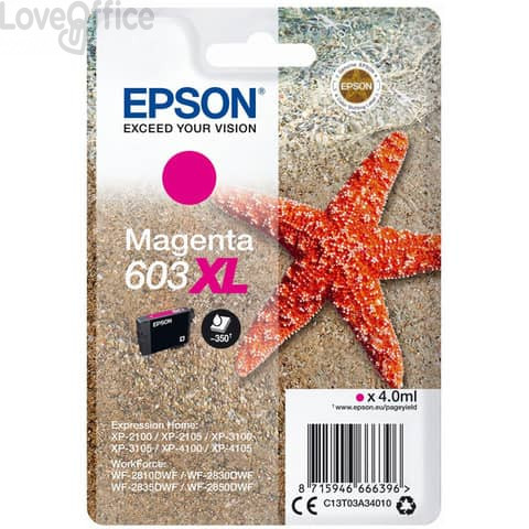 Cartuccia Epson Magenta 603 - XL - C13T03A34010